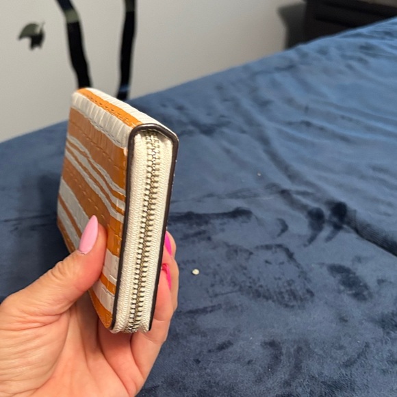Coach Woven Orange and White Wallet - Picture 4 of 8